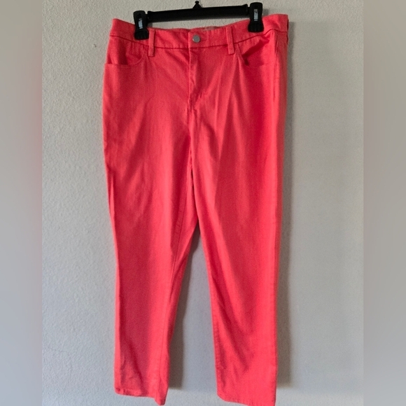Chicos Pant Women 32×27 Pink/ Orange Straight Leg Ankle High Rise Office - Picture 2 of 9